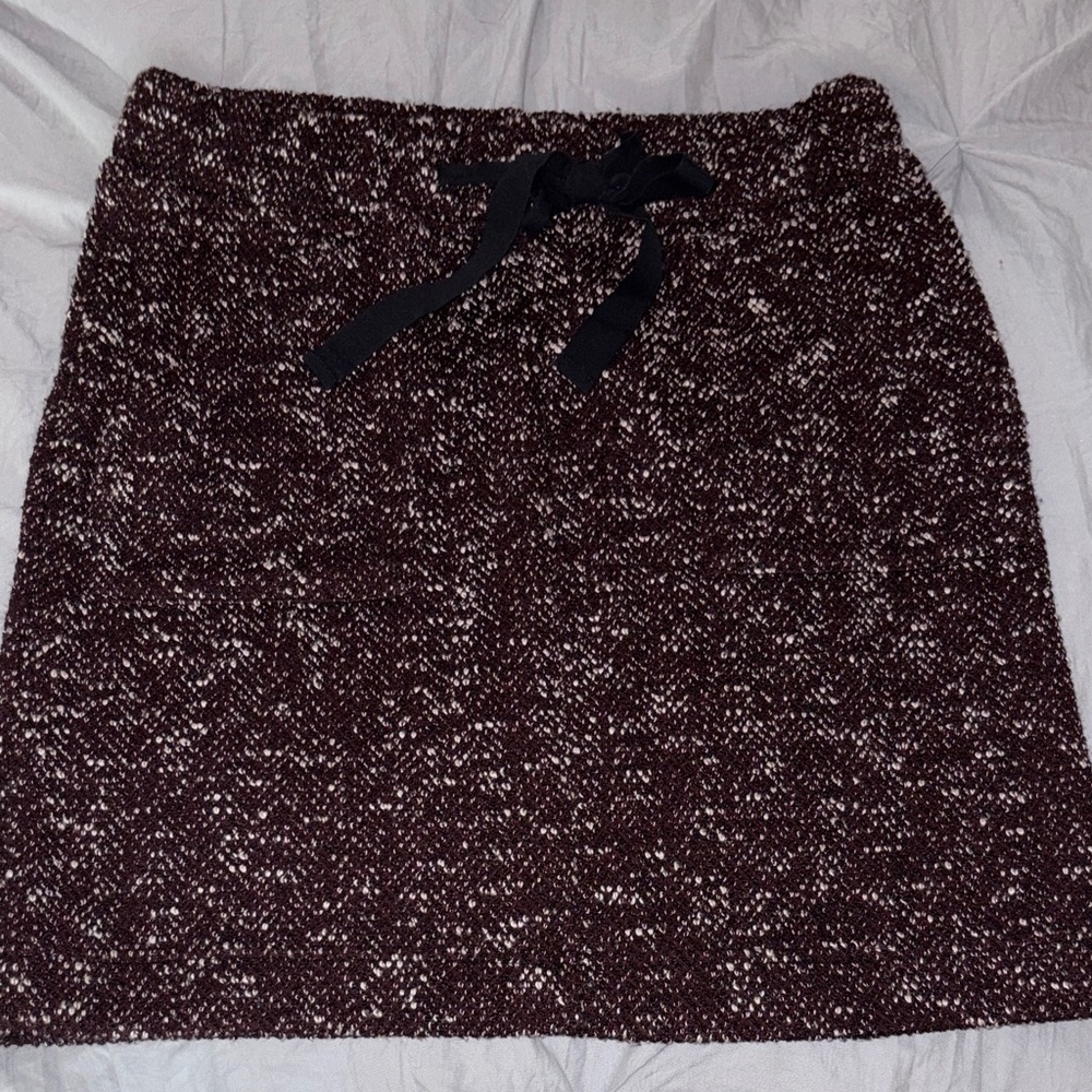 2/$10 LOFT mini skirt Black and Brown Tweed  small petite Drawstring Waist